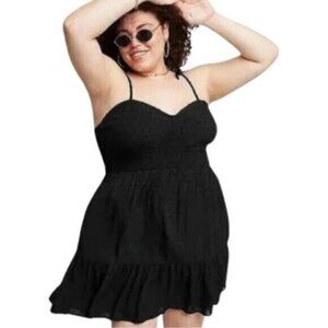 Women's Sleeveless Fit & Flare Skater Dress - Wild Fable Black • Swiss Dot